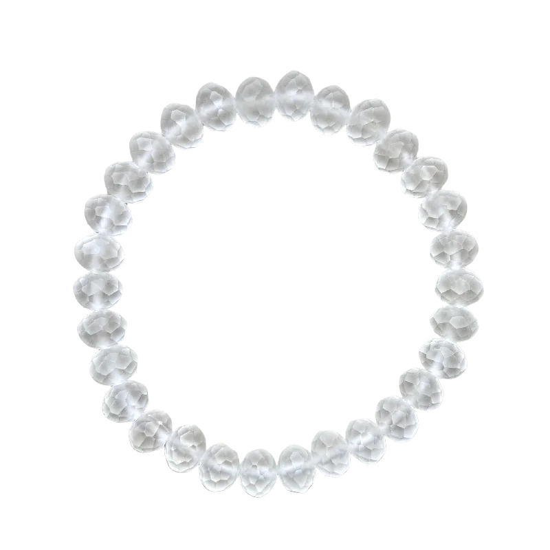 sterling silver herringbone chain Frost Faceted Rondelle 8mm Bracelet