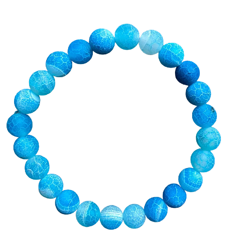 round-cut blue sapphire earrings Frosted Lagoon Blue 8mm Bracelet