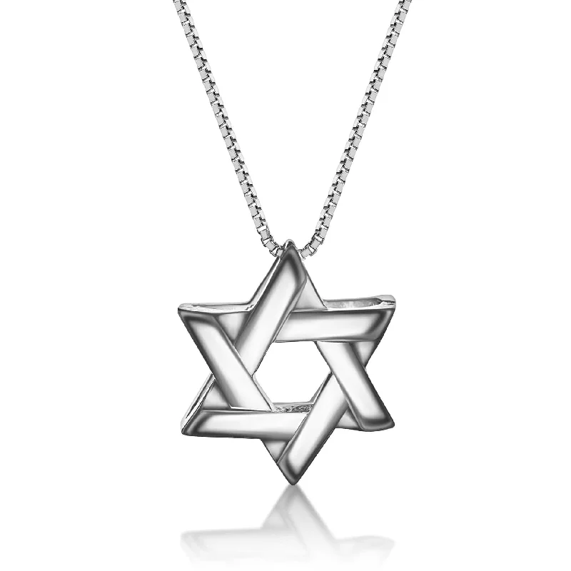 classic pearl bridal earrings Lineal Star of David Necklace - 20"