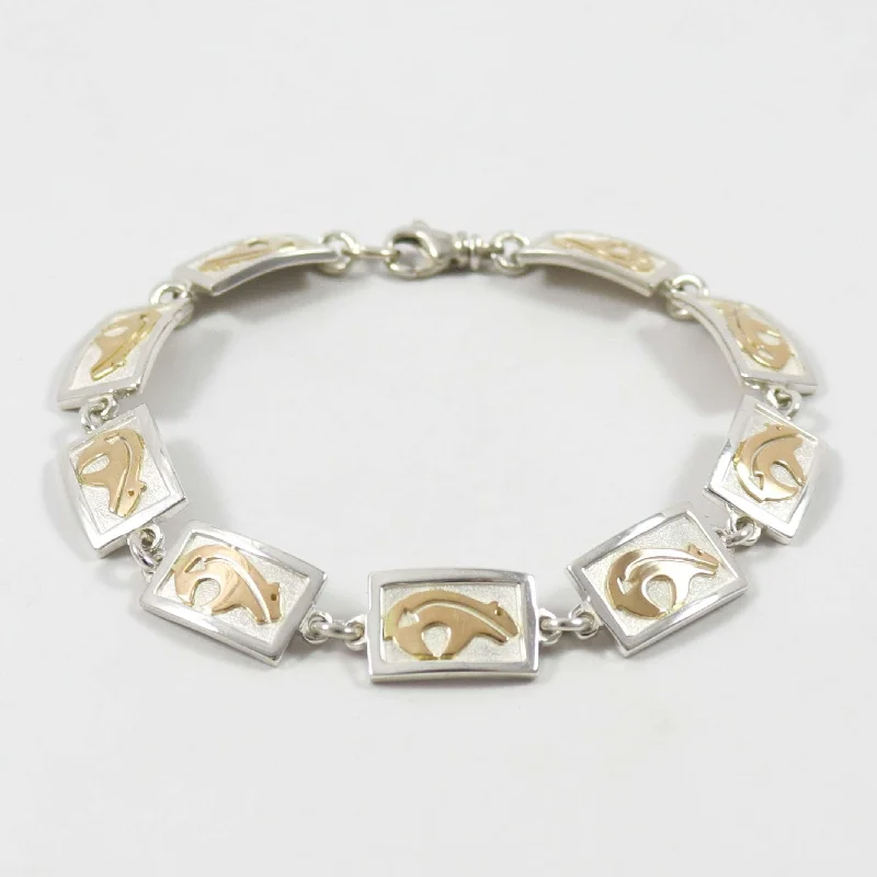 braided gold chain bracelet Gold and Silver Bear Bracelet