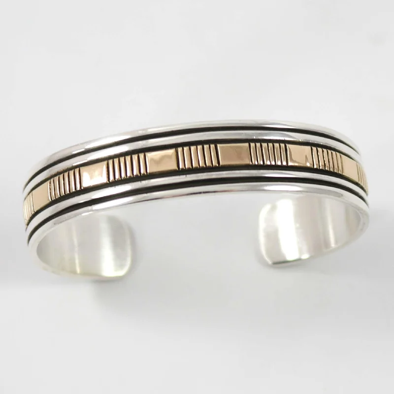 personalized name ring Gold on Silver Cuff