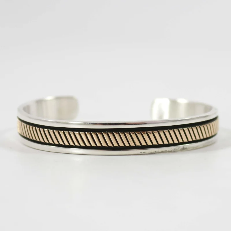 rose gold bezel ring Gold on Silver Cuff