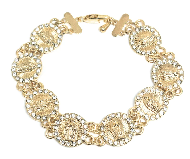 handcrafted gemstone ring women Gold Plated Virgin Mary CZ Bracelet Virgen Guadalupe Pulsera 8” handcrafted gemstone ring women Gold Plated Virgin Mary CZ Bracelet Virgen Guadalupe Pulsera 8”