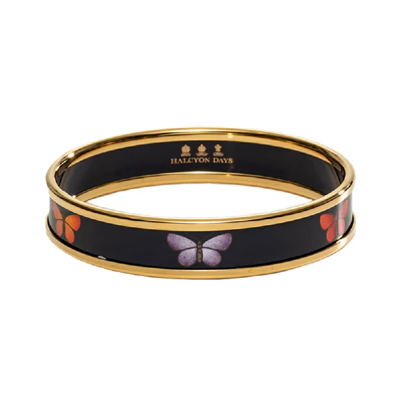 modern geometric earrings gold Halcyon Days 1cm Butterfly Navy & Gold Enamel Bangle