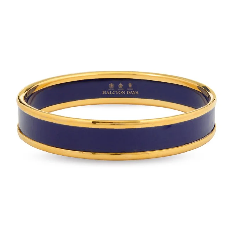 gold medallion pendant necklace Halcyon Days 1cm Navy & Gold Enamel Bangle
