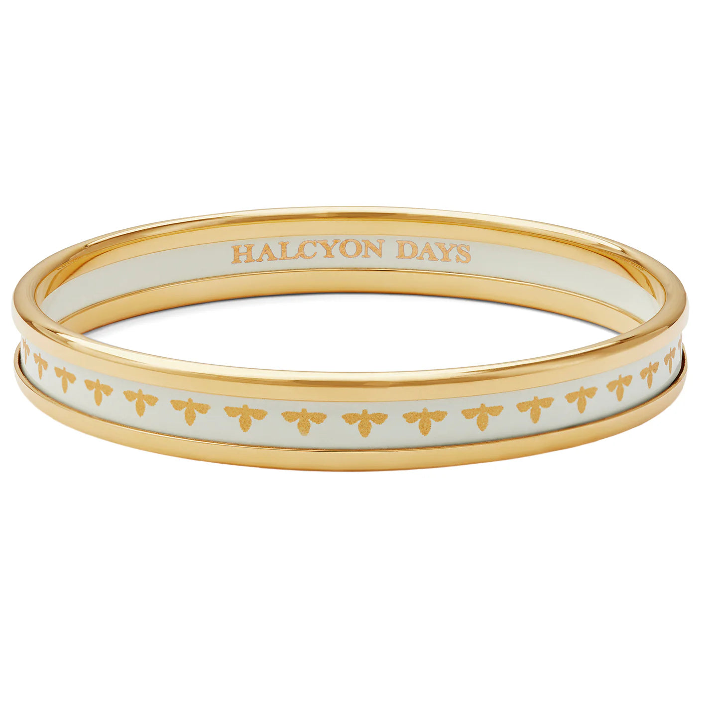 minimalist rose gold stacking rings Halcyon Days 6mm Bee Cream & Gold Enamel Bangle