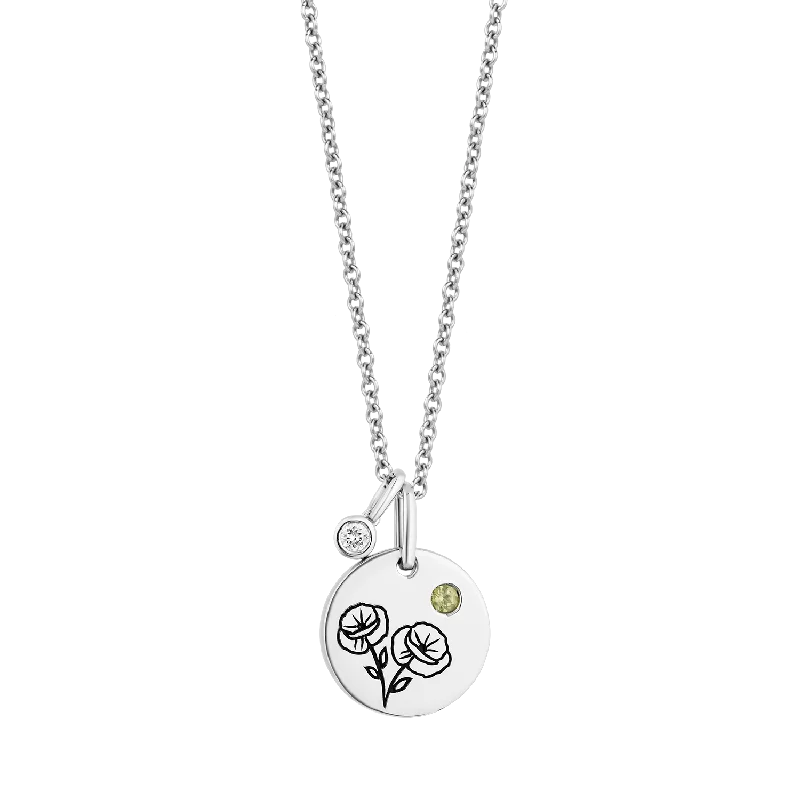 silver feather charm necklace Hallmark Fine Jewelry August Flower of the Month Pendant in Sterling Silver with Peridot and Diamond Accent