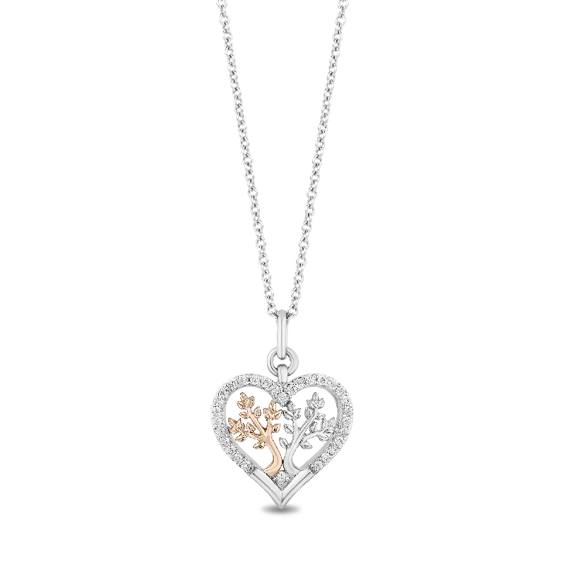 custom engraved wedding band Hallmark Fine Jewelry Blooming Heart Pendant in Sterling Silver & 14K Rose Gold with Diamonds