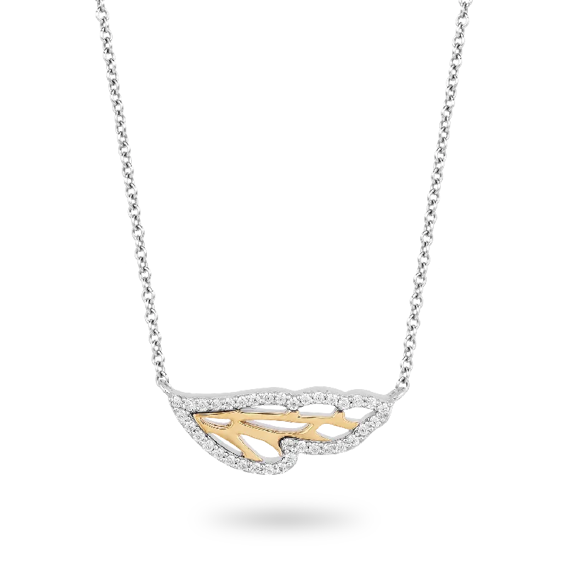 oval blue sapphire ring Hallmark Fine Jewelry Diamond Edge Wild Wing Necklace in 14K Yellow Gold & Sterling Silver