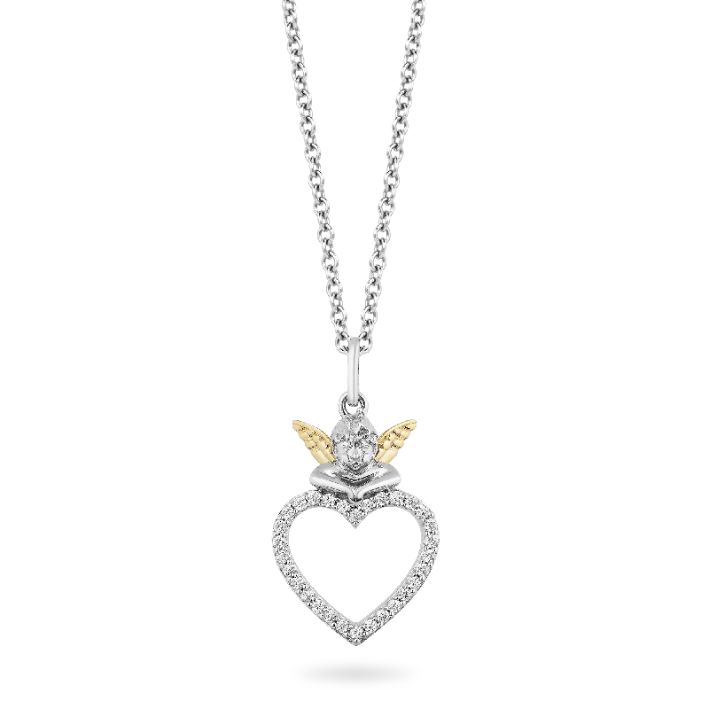 men’s braided leather bracelet Hallmark Fine Jewelry Diamond Open Heart Necklace in Sterling Silver & 14K Yellow Gold