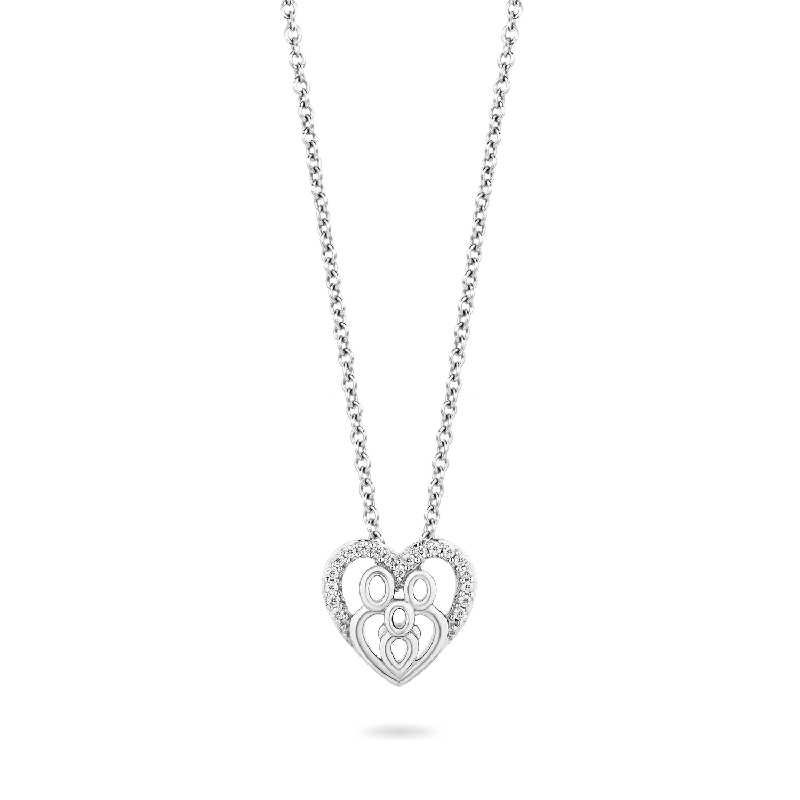classic wedding set with diamonds Hallmark Fine Jewelry Family Heart Pendant in Sterling Silver with 1/10 Cttw of Diamonds