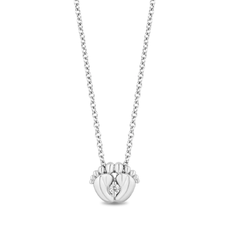 gold-plated chain necklace with charms Hallmark Fine Jewelry Footsie Pendant in Sterling Silver with Diamond