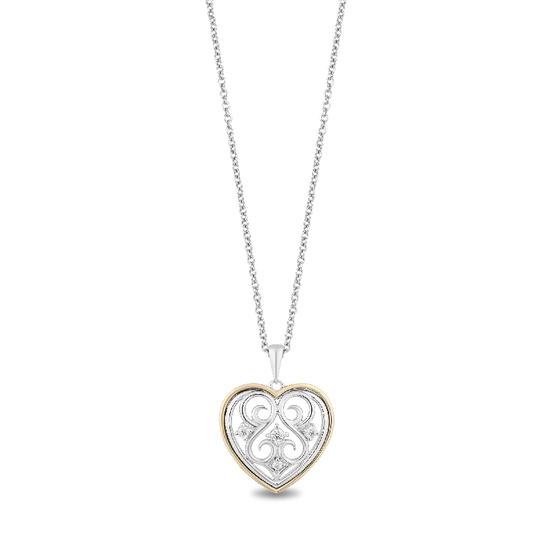 small diamond nose stud Hallmark Fine Jewelry Gilded Lace Heart Pendant in Sterling Silver and 14K Yellow Gold with Diamonds