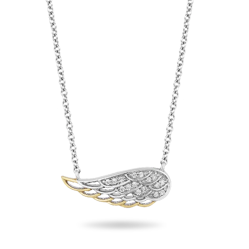 celestial lunar eclipse pendant Hallmark Fine Jewelry Gossamer Diamond Wing Necklace in Sterling Silver & 14K Yellow Gold