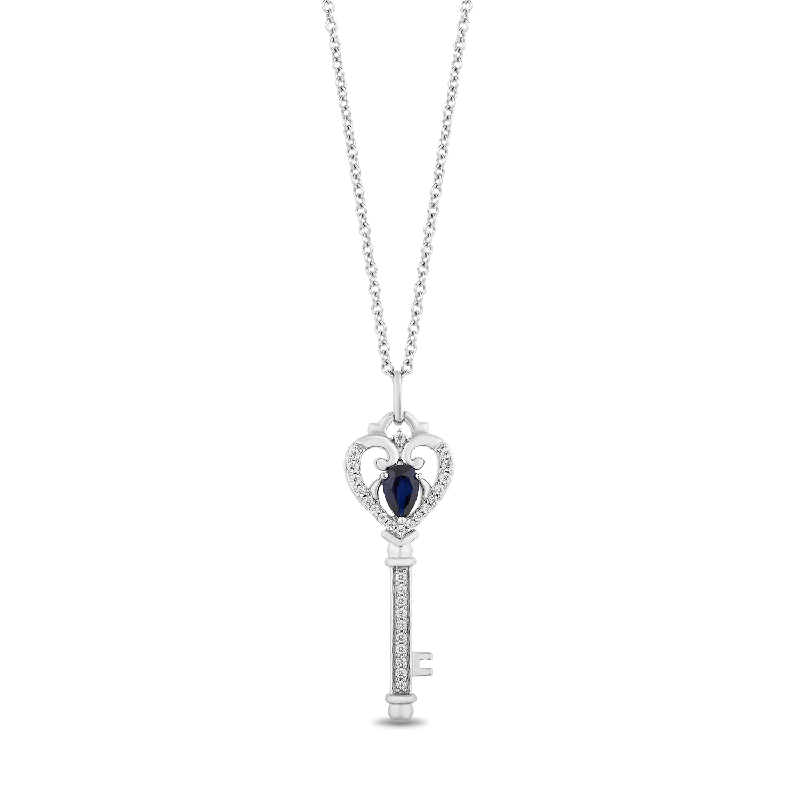 vintage crystal chandelier earrings Hallmark Fine Jewelry Key Pendant in Sterling Silver with 1/4 Cttw of Diamonds and Created Blue Sapphire