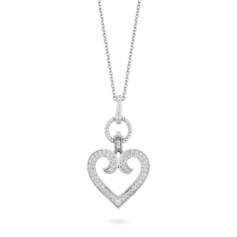 minimalist threader earrings gold Hallmark Fine Jewelry Large Diamond Follow Your Heart Pendant in Sterling Silver