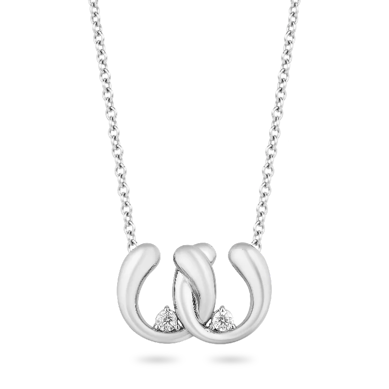 delicate floral wedding band Hallmark Fine Jewelry Linked Horseshoe Pendant in Sterling Silver with 1/10 Cttw of Diamonds