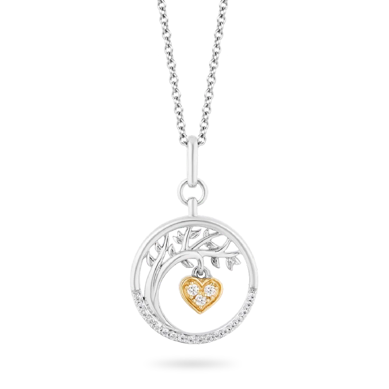 modern geometric drop earrings Hallmark Fine Jewelry Love Tree Medallion in Sterling Silver & 14K Yellow Gold with Diamonds