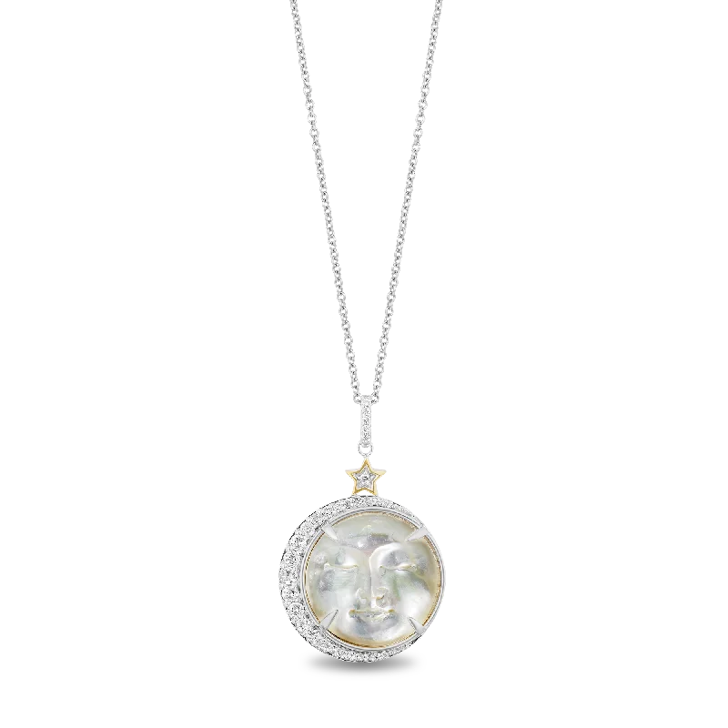 personalized couple’s keychain pendant Hallmark Fine Jewelry Man In The Moon Pendant in Carved Mother of Pearl, Sterling Silver and 14K Yellow Gold with Diamonds