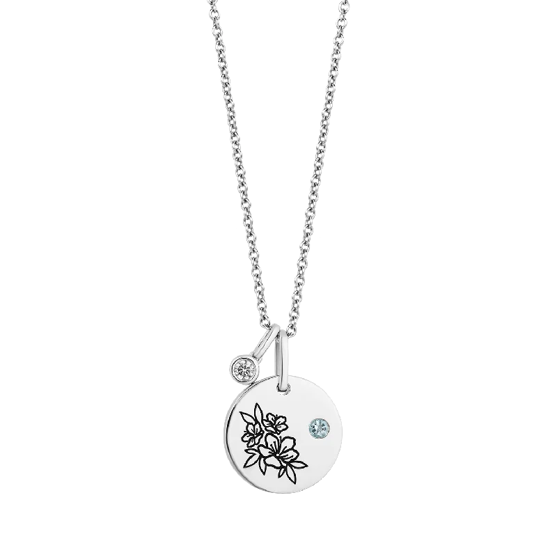silver arrow pendant necklace Hallmark Fine Jewelry March Flower of the Month Pendant in Sterling Silver with Aquamarine and Diamond Accent