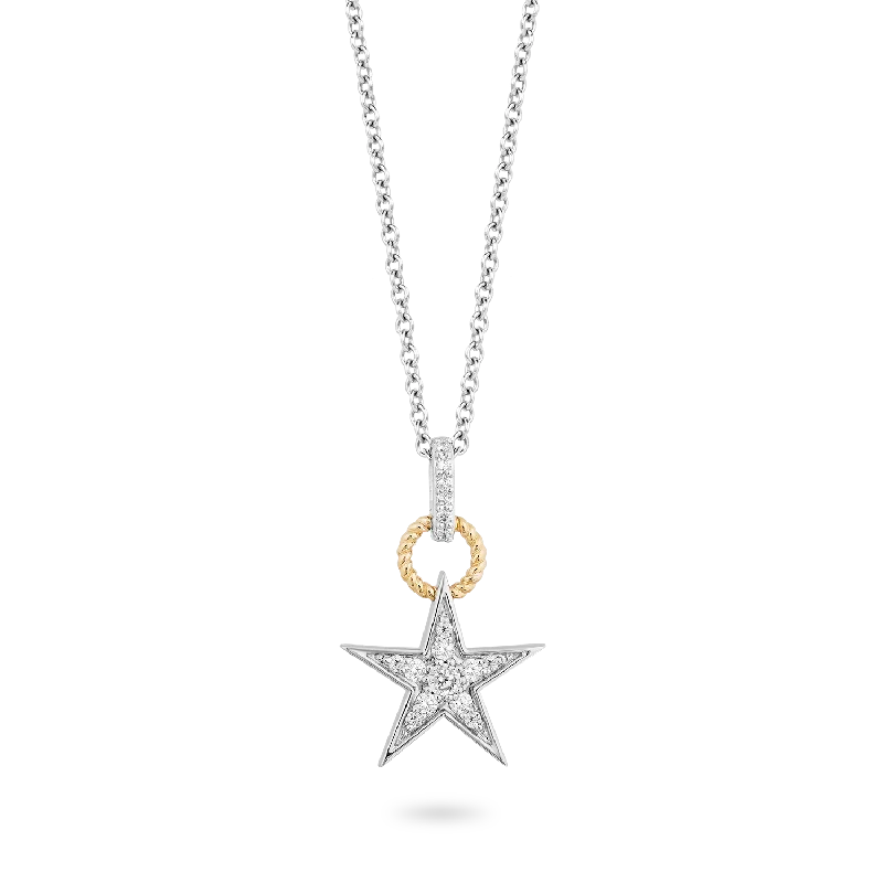 yellow sapphire engagement ring Hallmark Fine Jewelry Medium Star Bright Diamond Pendant in Sterling Silver with 14K Yellow Gold