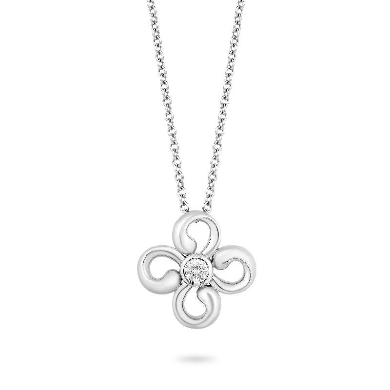 dainty heart charm necklace Hallmark Fine Jewelry Modern Clover Pendant in Sterling Silver with 1/10 Cttw of Diamonds