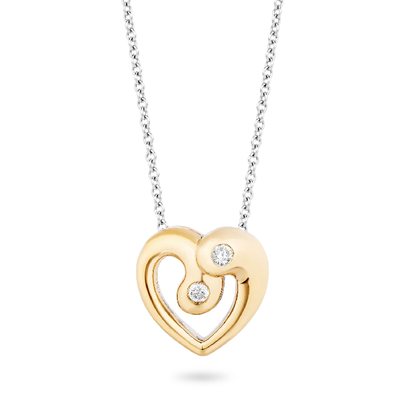 white gold infinity ring Hallmark Fine Jewelry Modern Overlapping Heart Pendant in Sterling Silver and 14K Yellow Gold with 1/10 Cttw of Diamonds