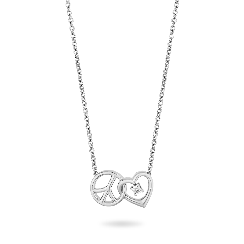 unique crystal bar necklace Hallmark Fine Jewelry Peace and Love Necklace in Sterling Silver with Diamond Accents