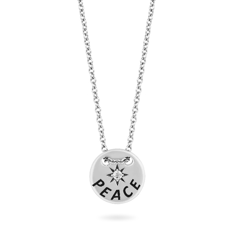 handcrafted turquoise necklace Hallmark Fine Jewelry "Peace" Necklace in Sterling Silver with Diamond Accents
