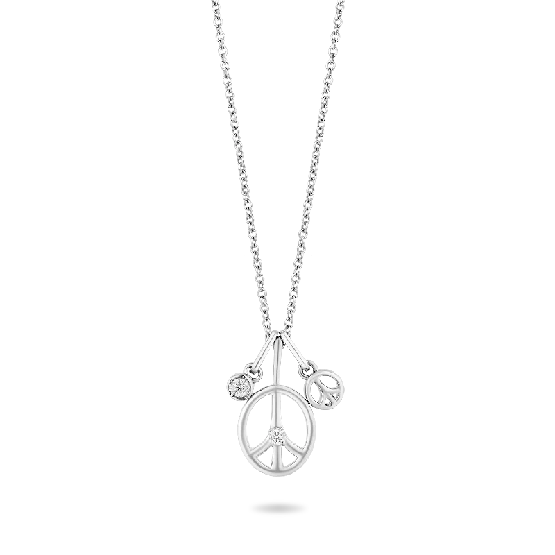 twisted rope gold chain Hallmark Fine Jewelry Peace Sign Charms Pendant in Sterling Silver with 1/10 Cttw of Diamonds