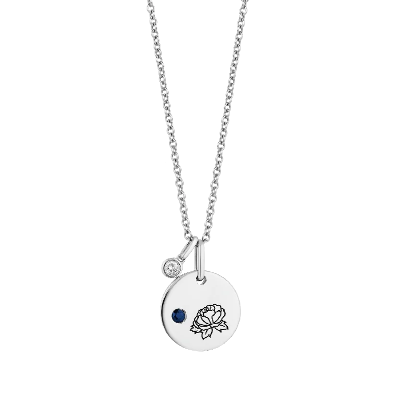 minimalist infinity ring Hallmark Fine Jewelry September Flower of the Month Pendant in Sterling Silver with Blue Sapphire and Diamond Accent