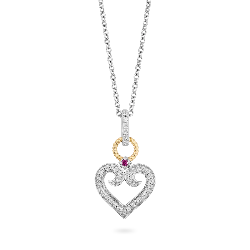 butterfly pendant necklace delicate Hallmark Fine Jewelry Small Diamond Follow Your Heart Pendant in Sterling Silver & 14K Yellow Gold with Created Ruby & Diamonds