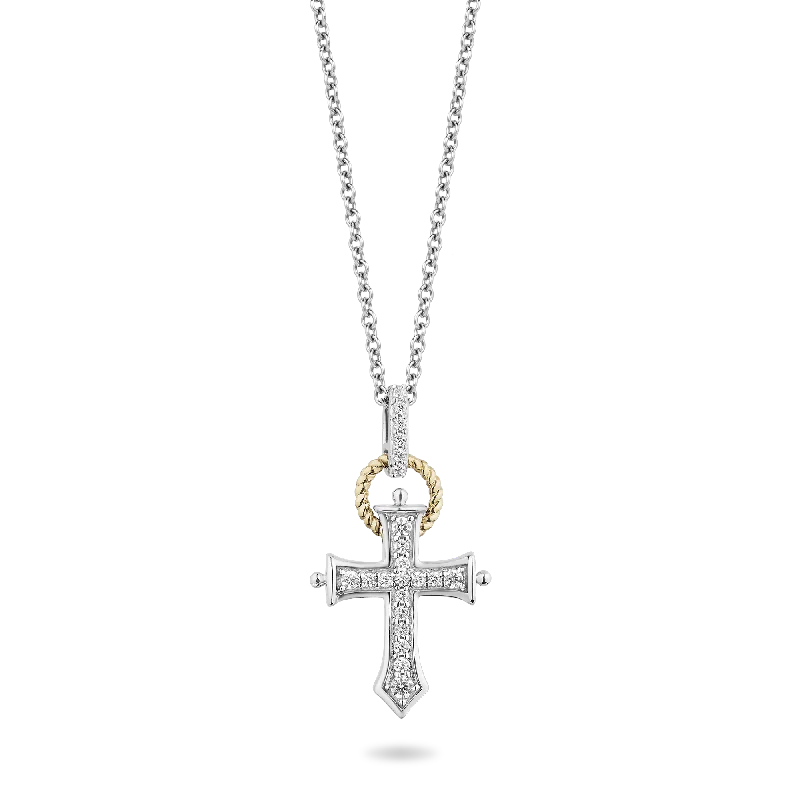 handmade silk thread earrings Hallmark Fine Jewelry Small Love & Light Cross Pendant in Sterling Silver & 14K Yellow Gold with Diamonds