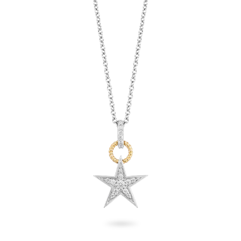 unique zodiac constellation necklace Hallmark Fine Jewelry Small Star Bright Diamond Pendant in Sterling Silver with 14K Yellow Gold