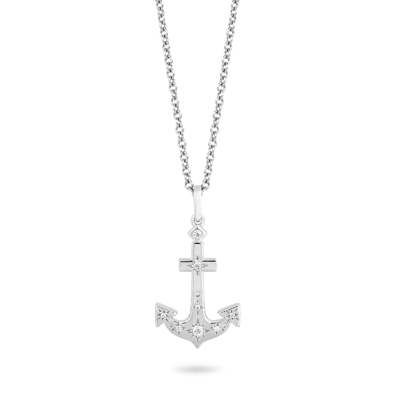 dainty heart charm necklace Hallmark Fine Jewelry Star Studded Anchor Pendant in Sterling Silver with Diamonds dainty heart charm necklace Hallmark Fine Jewelry Star Studded Anchor Pendant in Sterling Silver with Diamonds