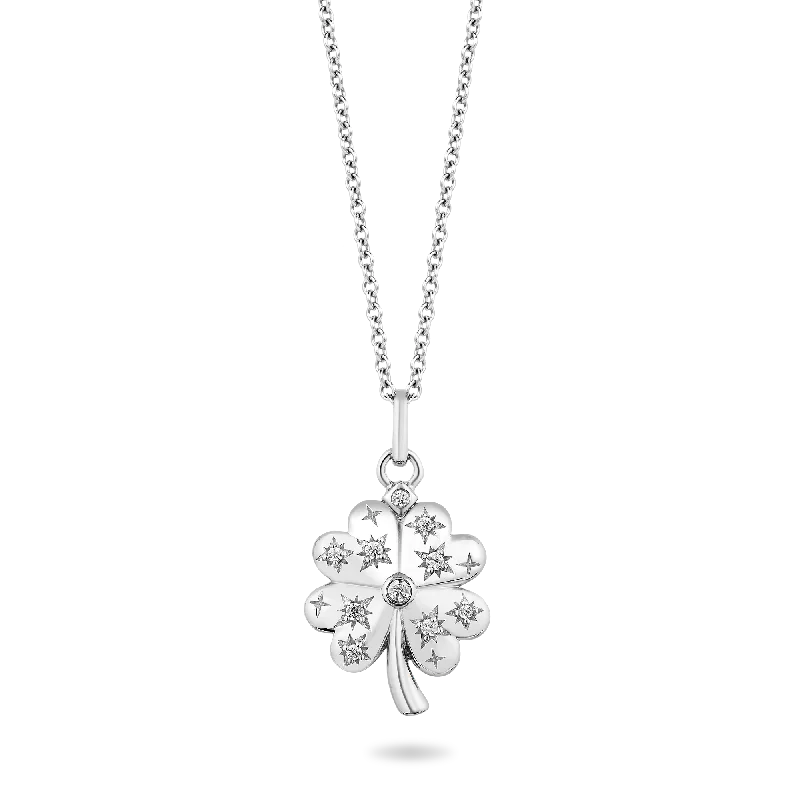 black spinel ring men Hallmark Fine Jewelry Star Studded Four Leaf Clover Pendant in Sterling Silver with Diamonds