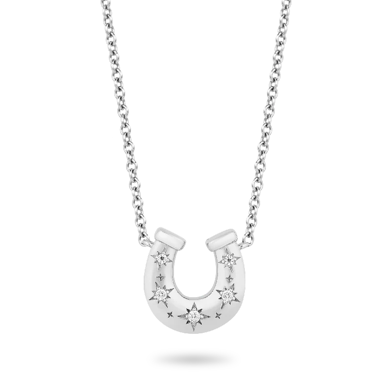 cubic zirconia stud earrings classic Hallmark Fine Jewelry Star Studded Horseshoe Pendant in Sterling Silver with Diamonds