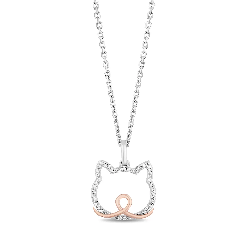 simple crystal pendant necklace Hallmark Fine Jewelry Sterling Silver and 10K Rose Gold Pendant Necklace with Diamonds