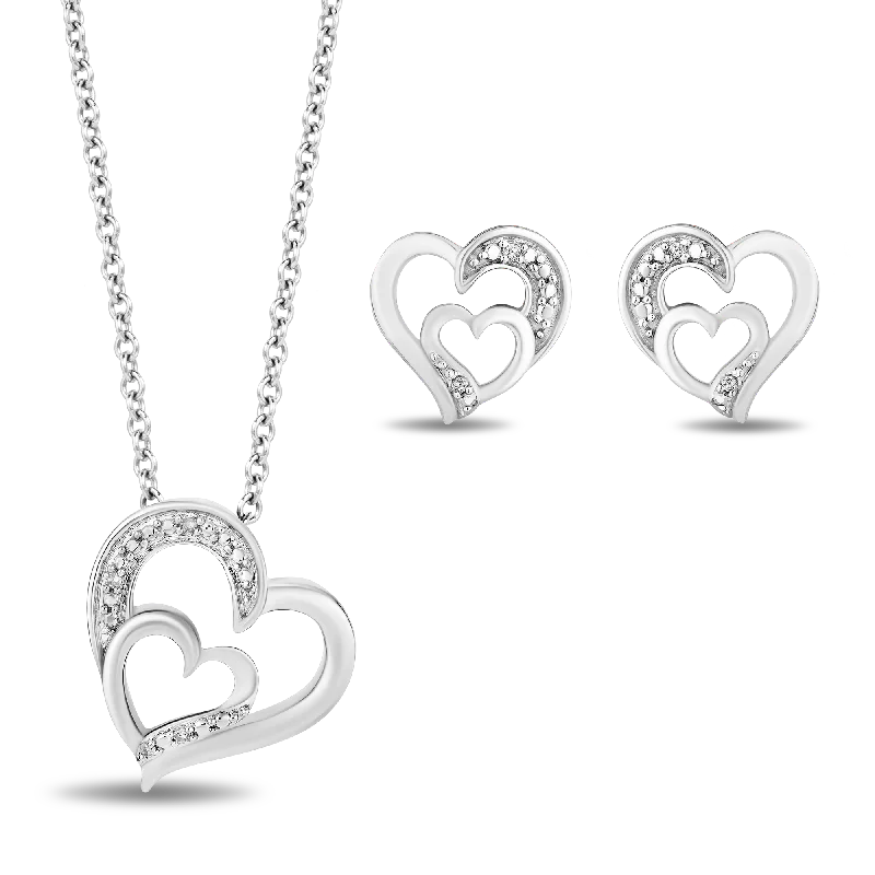 simple gold stacking rings Hallmark Fine Jewelry Sterling Silver Diamond Heart Earrings and Necklace Box Set