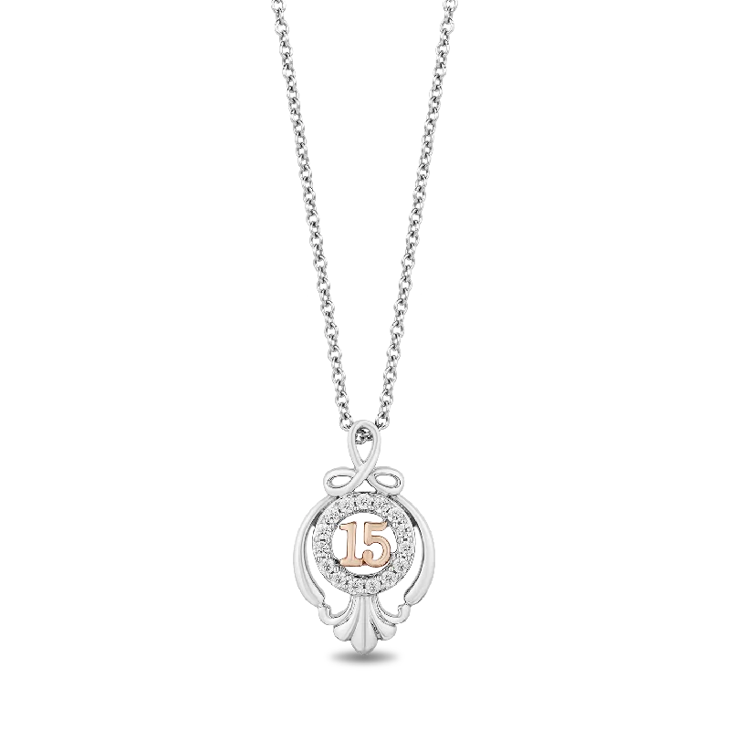personalized couple rings Hallmark Fine Jewelry Sweet 15 Sterling Silver and 14K Rose Gold Pendant with Diamonds