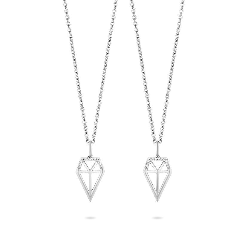 vintage platinum wedding band Hallmark Fine Jewelry Two-of-a-Kind Diamond Slice Pendants in Sterling Silver with Diamonds