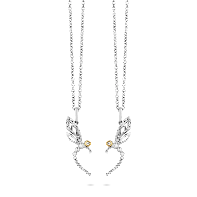 luxury diamond anniversary band Hallmark Fine Jewelry Two-of-a-Kind Dragonfly Pendants in Sterling Silver and 14K Yellow Gold with Diamonds