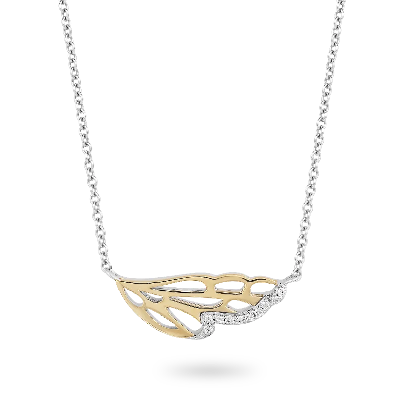 elegant aquamarine drop earrings Hallmark Fine Jewelry Wild Wing Necklace in 14K Yellow Gold & Sterling Silver with Diamonds