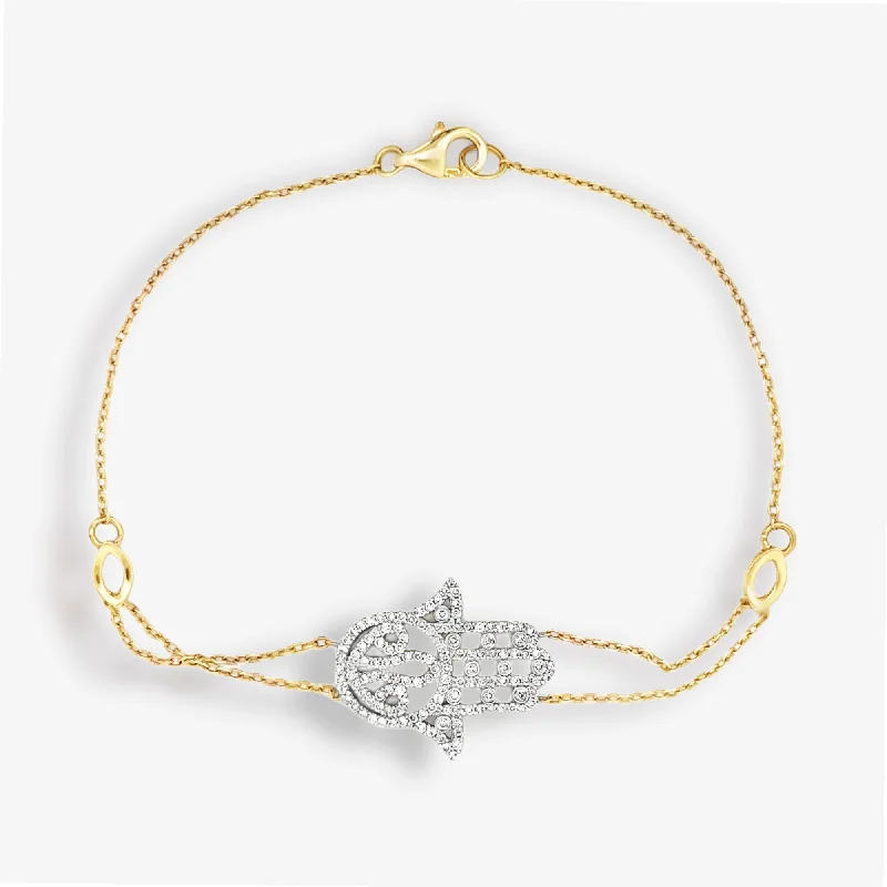 thin gold wire earrings Hamsa Diamond & Gold Bracelet