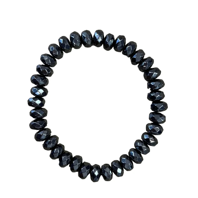 natural amethyst necklace Hematite Gunmetal Faceted Rondelle 8mm Bracelet