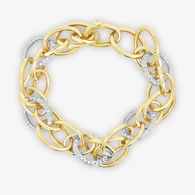 classic silver pearl earrings Interlocking Gold & Diamond Oval Link Bracelet
