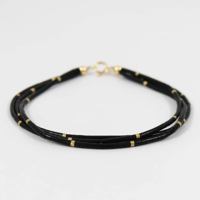 custom initial pendant necklace Jet Heishi Bracelet