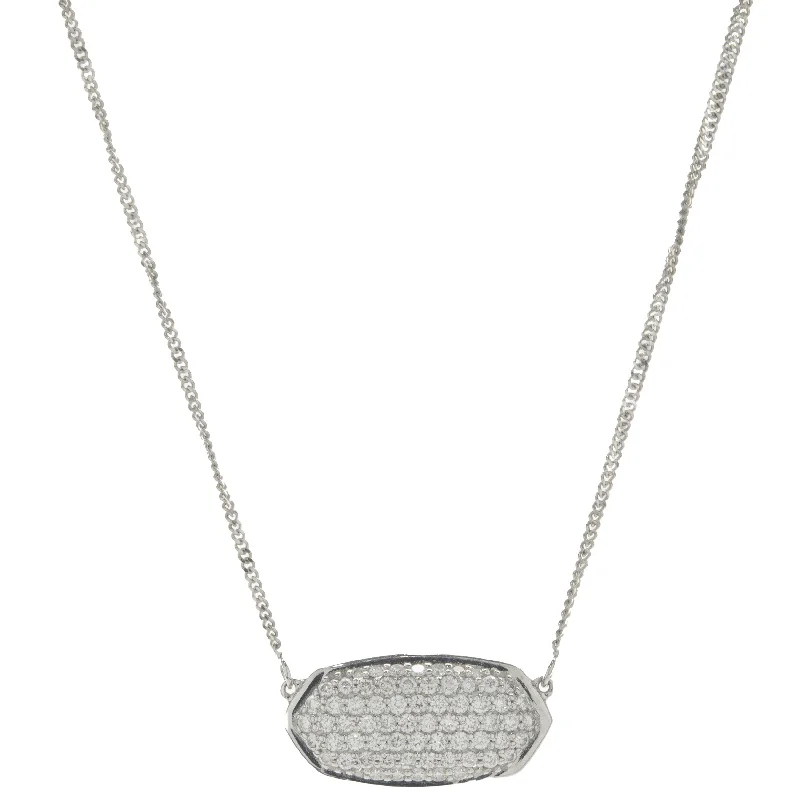 silver moon and star pendant Kendra Scott 14 Karat White Gold Pave Diamond Oval Necklace