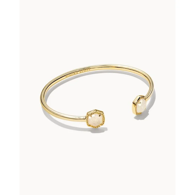 real zircon gemstone bracelet Kendra Scott Davie Cuff Bracelet in Gold Iridescent Drusy