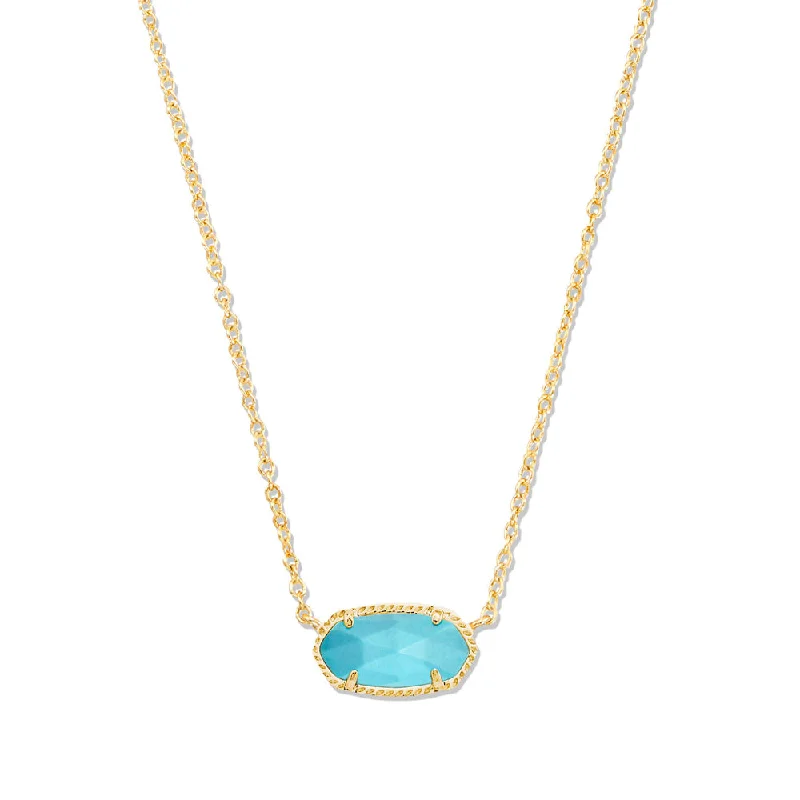 rose gold bezel ring Kendra Scott Elisa Short Pendant Necklace in Gold Turquoise Magnesite